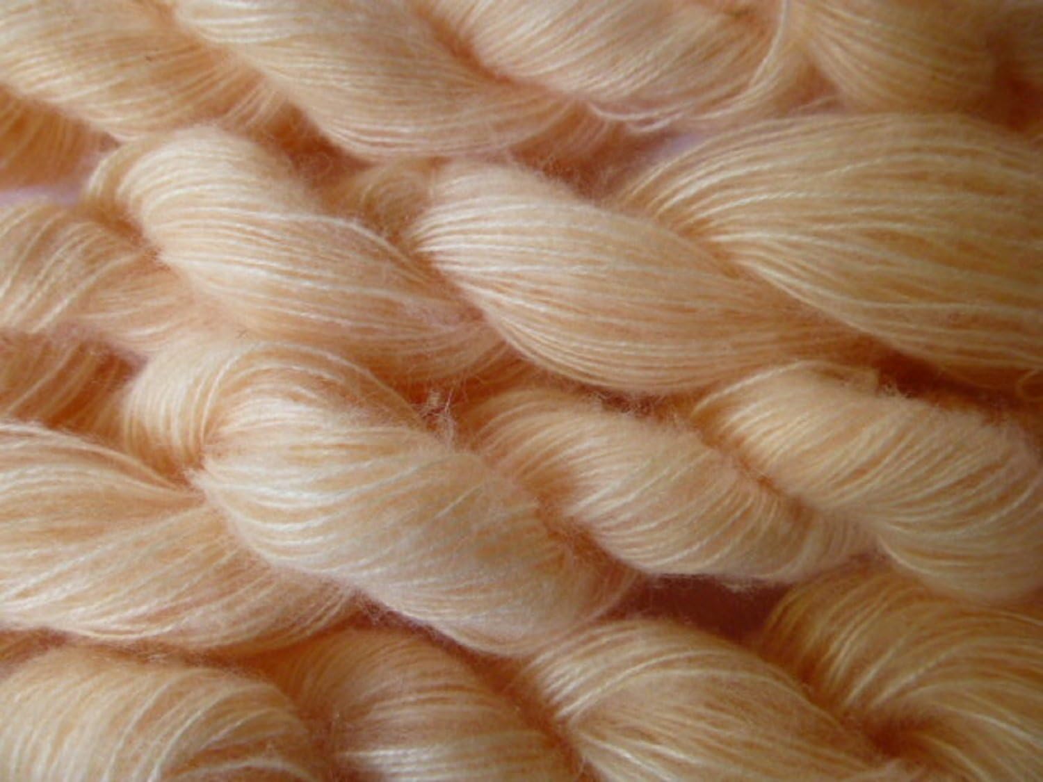 Pale Peach Fuzzy Wool Blend Fingering Weight Yarn