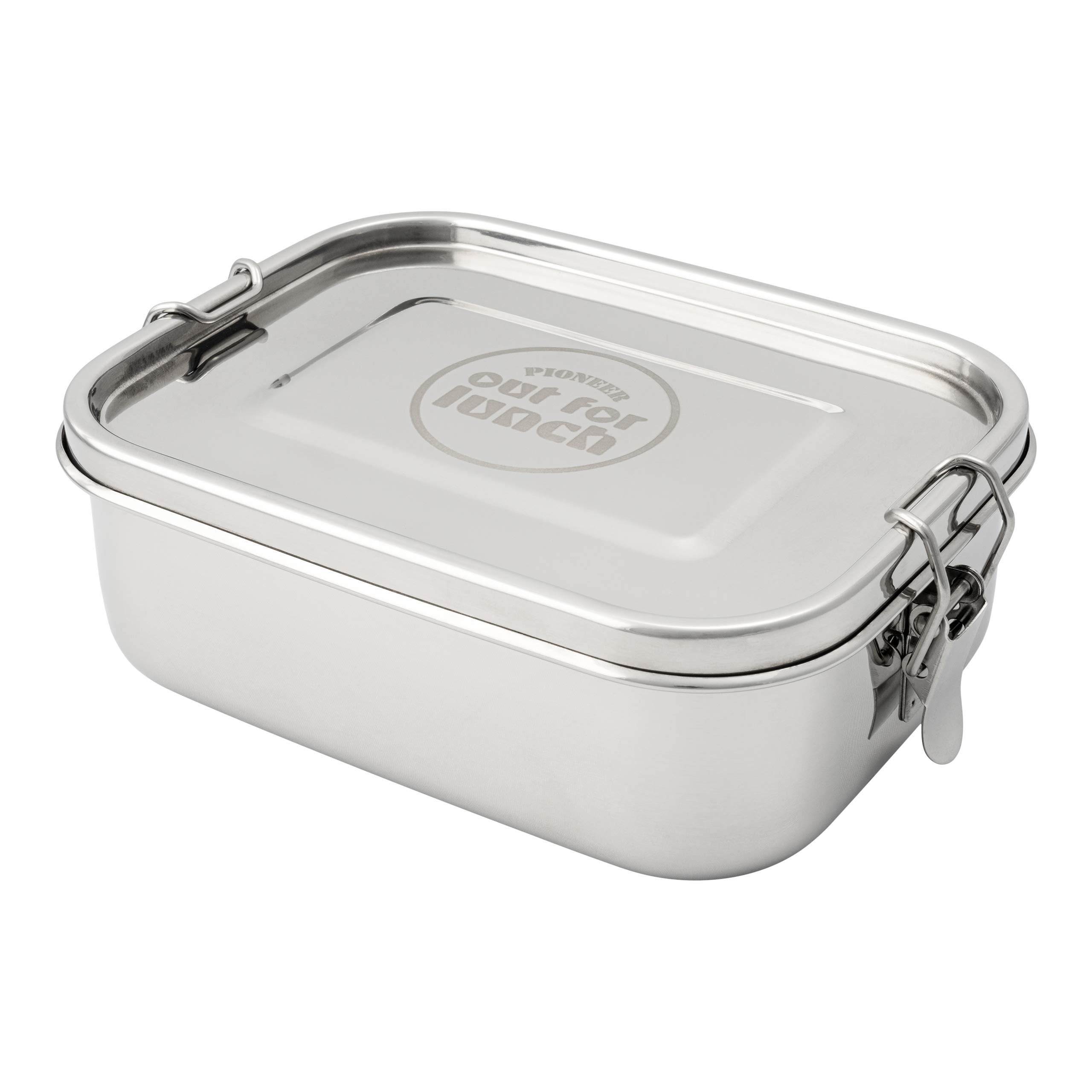 Pioneer Out for Lunch Stainless Steel Lunch Box Leakproof Portable Bento Box Style Container With Cutlery Included – 800ml Capacity, Mirror Polished