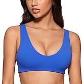 INGIA Womens U-Neck Sports Bra Padded U Back Medium Impact Fitness Yoga Bar Workout Crop Top with Built in Bra