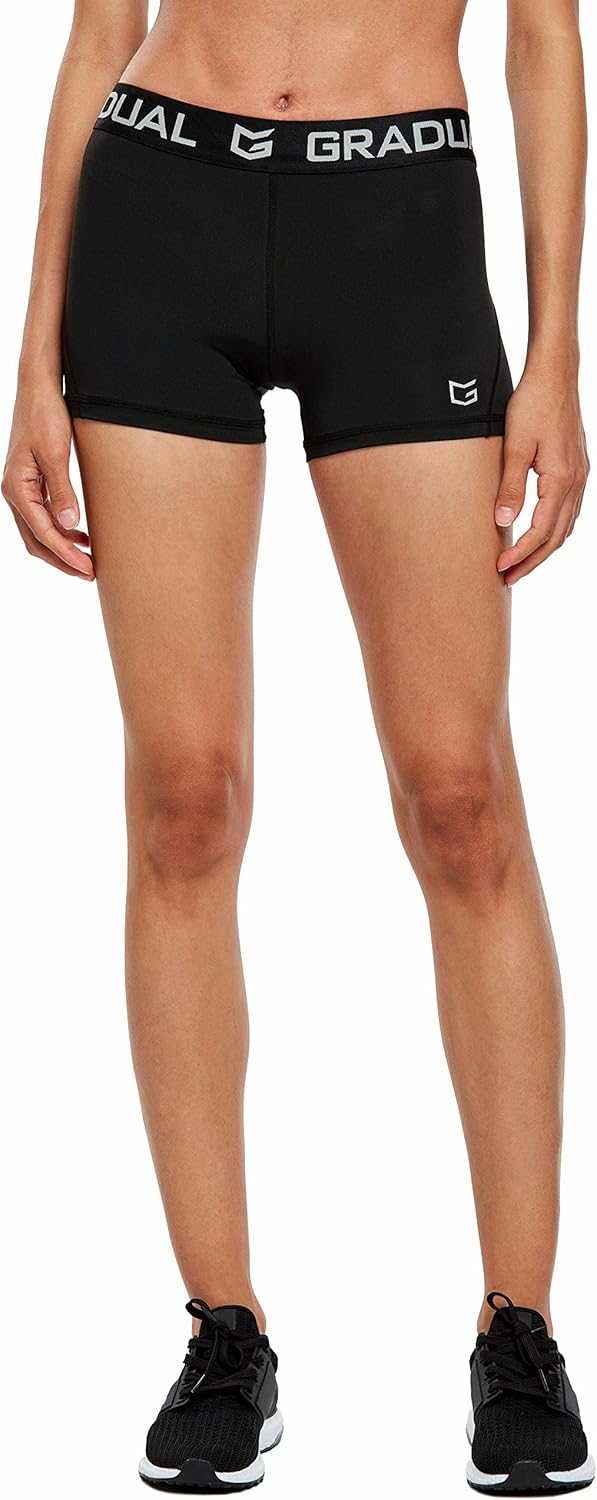 G Gradual Women's Spandex Compression Volleyball Shorts 3" /7" Workout Pro Shorts for Women: Clothing