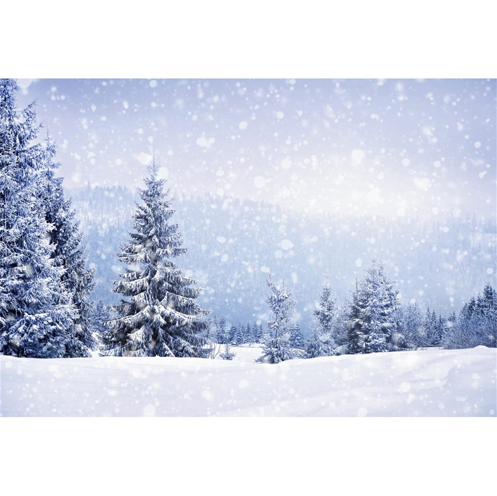 Ttincceer 10x8ft Winter Snowy Backdrop Pine Forest Heavy Snow Photography Background Woodland Snowy Scenery Winter Snowfield Landscape Background Christmas Party Decor Banner