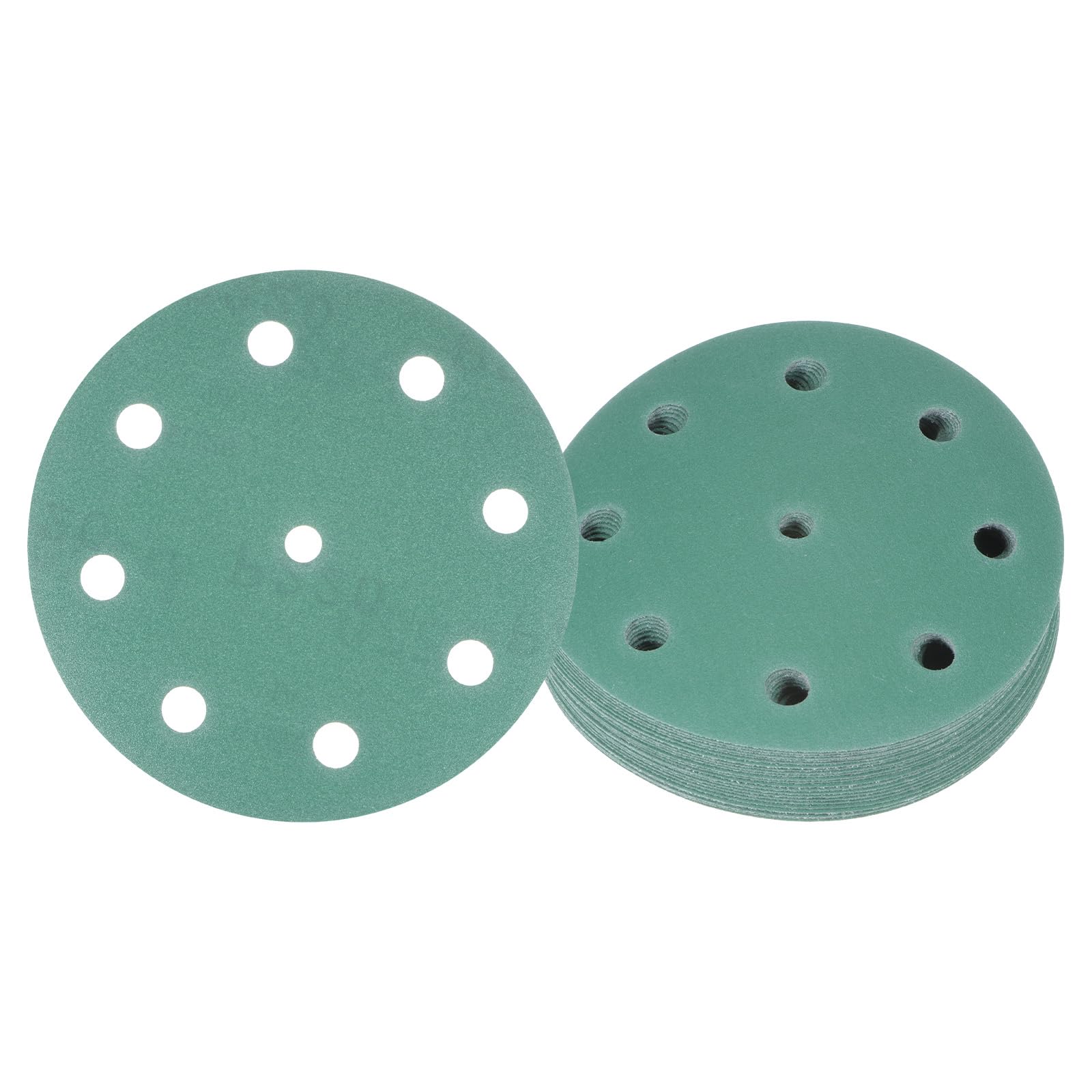 Kozelo 25pcs Green Film Sanding Discs - [5 Inch 220 Grits 9 Hole ] Round Aluminum Oxide Hook & Loop Wet Dry Sander Pads for Wood Metal Polishing Use| Zirconium Corundum Sandpaper