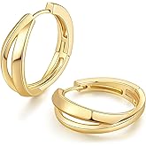 Charmire 14K Gold Earrings for Women Gold Hoops Earrings for Women Hoop Earring for Womens Hoops Cross-Design Full of Modern Charm Hoop Earring for Womens