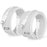 USB C to Lightning Cable Nylon Braided [Apple MFi Certified] - 2Pack 6/10FT | Type C to Lightning Cable, iPhone Charger Cable, USBC To Lightning Charging Cord for iPhone 14/13/12/11/XS/XR/X/8/iPad -White