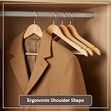 Straame Strong Brown Wooden Coat Hangers with Non-Slip Bar Pack of 20 view 5