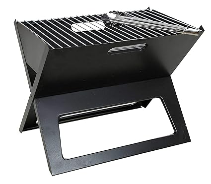 Bhavya Enterprise mall Portable Flat Metal Charcoal Barbeque Stove Outdoor Garden Barbecue Grill with 1 Tong + 1 Oil Brush +2 Skewers