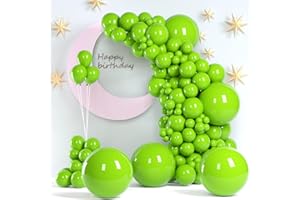 ZIZASARY Lime Green Balloons, 140pcs 18 12 10 5 Inch Different Sizes Pack Party Latex Balloons for Birthday Halloween Holiday Balloon Garland as Party Decorations