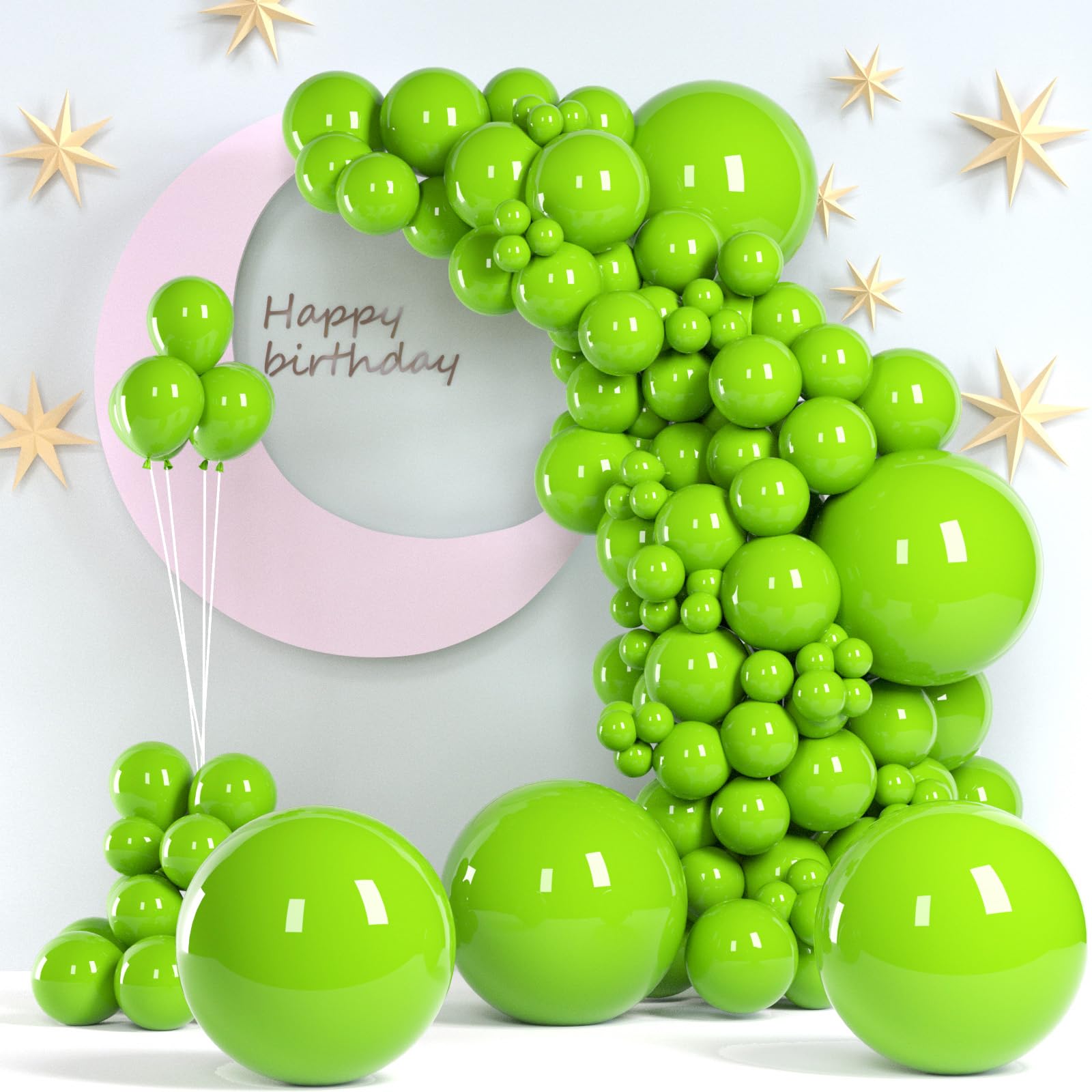Photo 1 of Lime Green Balloons, 140pcs 18 12 10 5 Inch Different Sizes Pack Party Latex Balloons for Birthday Halloween Holiday Balloon Garland as Party Decorations