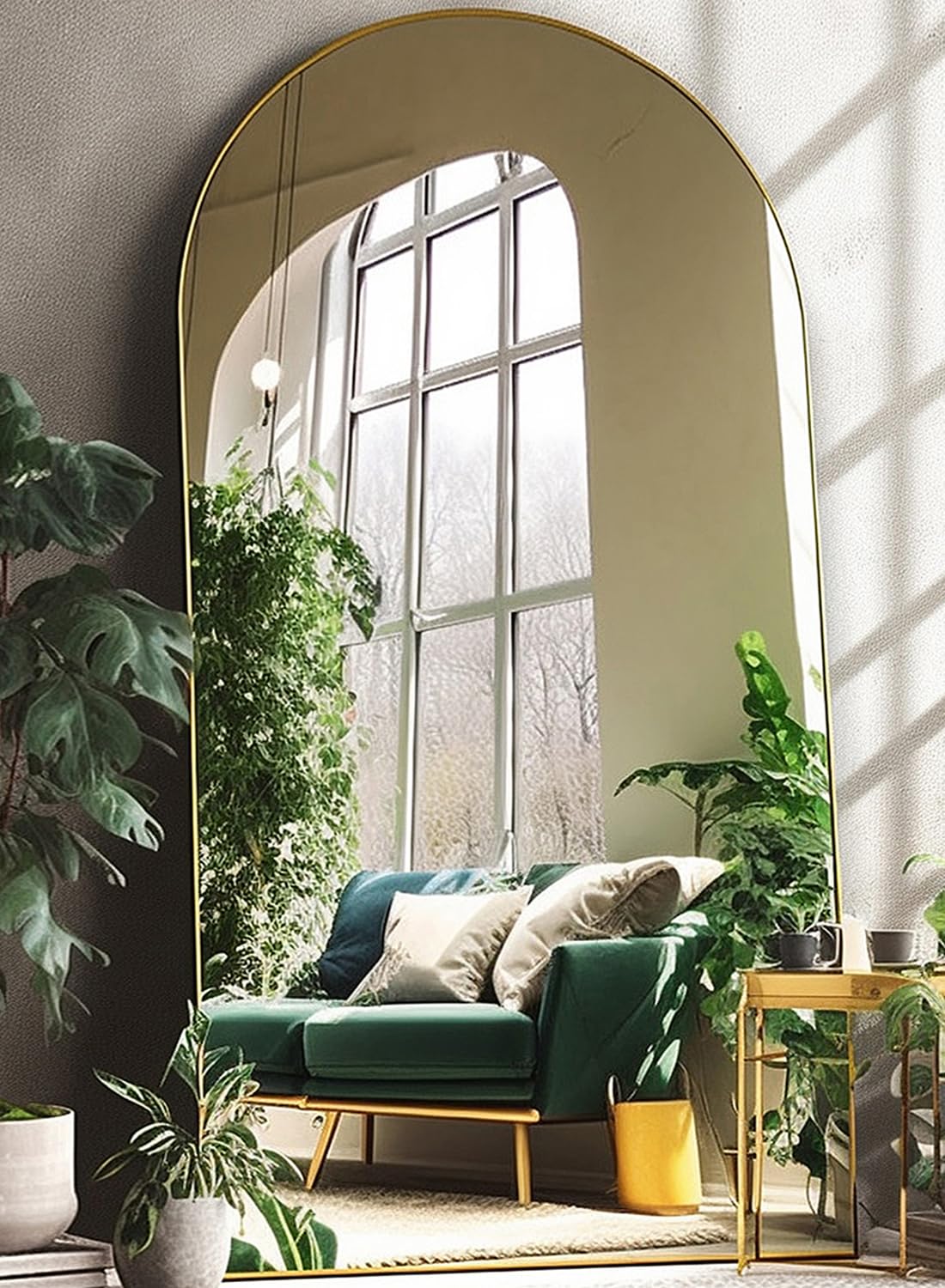 Photo 1 of BEVERDY Arched Floor Mirror, 41" x 81", Freestanding, Gold Arch Full Body Mirror for Bedroom