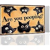 Pautdeer Are You Pooping Cat Sign, Cat Bathroom Decor Retro Metal Sign, Funny Bathroom Cat Poster Home Decor For Cat Lovers 8 * 12″