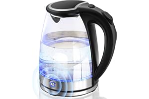 Pukomc Electric Kettle with Keep Warm - 1.7L Glass Water Boiler with Wide Opening, Led Indicator, Auto Shut-Off and Boil-Dry Protection - Series 9480