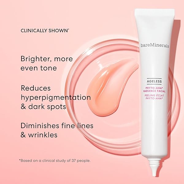 BAREMINERALS AGELESS PHYTO-AHA RADIANCE FACIAL WITH PLANT-BASED AHA ALTERNATIVE, 3-IN-1 PEEL, GENTLE FACE EXFOLIATOR + RESURFACING MASK, VEGAN