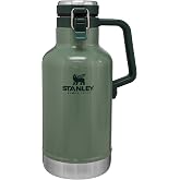 STANLEY Easy-Pour Growler, 64 oz, Hammertone Green | Keeps Beer Cold or Coffee Hot | Leakproof Steel Lined Lid and Easy to Carry Handle | Insulated Stainless Steel | BPA-Free