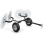 Yard Tuff Acreage Rake 4-Tine Steel Tow-Behind Lawn Dethatcher | Heavy-Duty Attachment for ATVs, UTVs &amp; Utility Tractors for Lawn &amp; Garden Thatch Removal, Ground Care &amp; Seasonal Maintenance