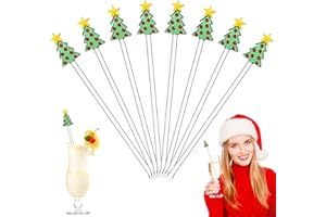 Pickmesh 8 Pcs Christmas Drink Stirrers Glass Christmas Tree Cocktail Stirrers Reusable Stir Swizzle Sticks Hot Cocoa Bar Supplies Chocolate Decoration for Home Office Bar Restaurant