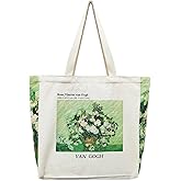 BROADREAM Aesthetic Canvas Tote Bag for Women, Vintage Reusable Book Tote Bag with Inner Zipper Pocket