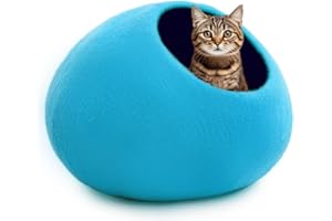 Woolygon Premium Wool Cat Cave Bed - Felt Cat Cave Handmade from 100% Merino Wool, Eco-Friendly Felt Cat Bed for Indoor Cats and Kittens