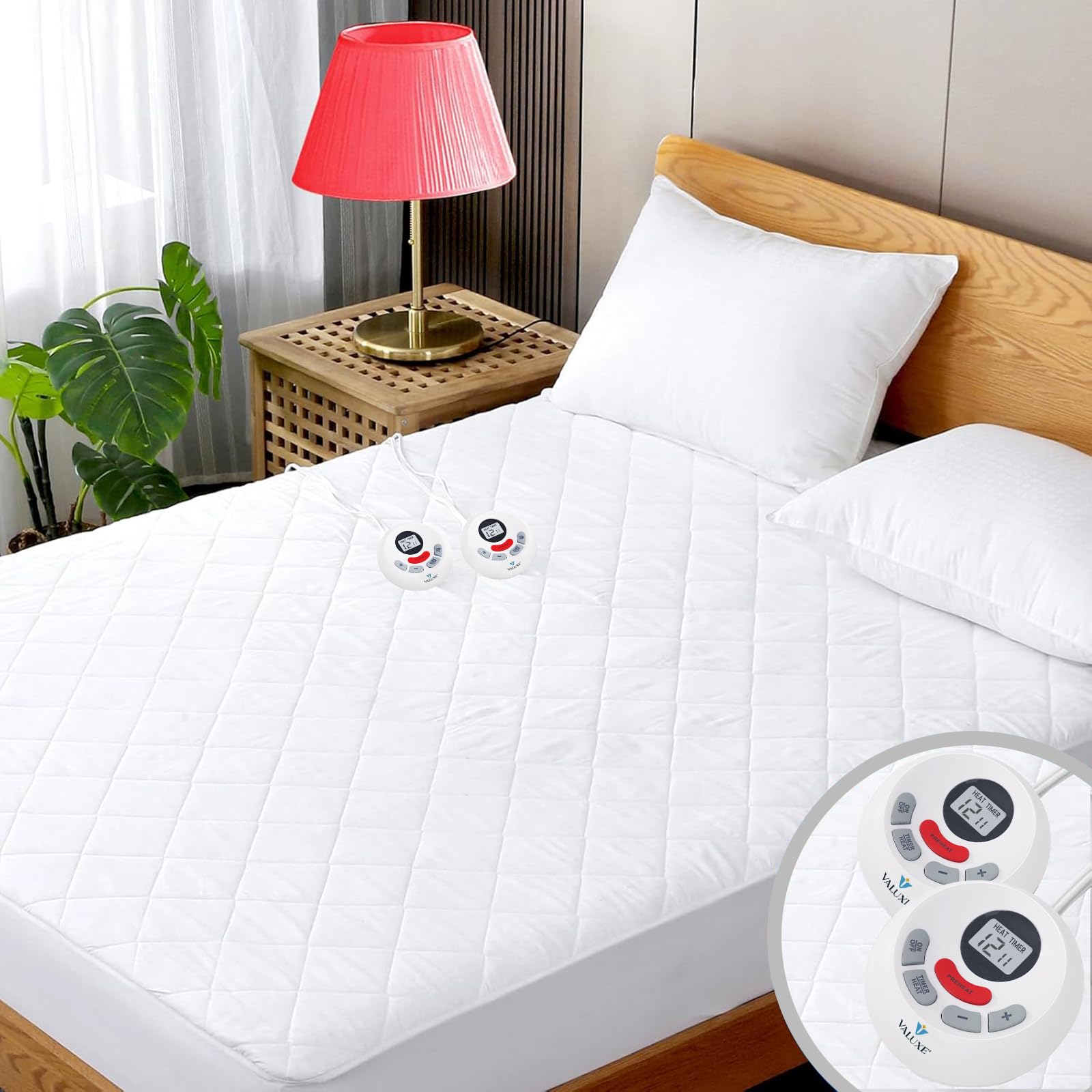 Photo 1 of Heated Mattress Pad California King Quilted Zone Heating Electric Bed Warmer Comfort Heat Mattress Pad Cover Dual Controller?10 Heat Setting | 1-12 Hours Auto Shut Off | with 8-21 Inch Deep Pocket?