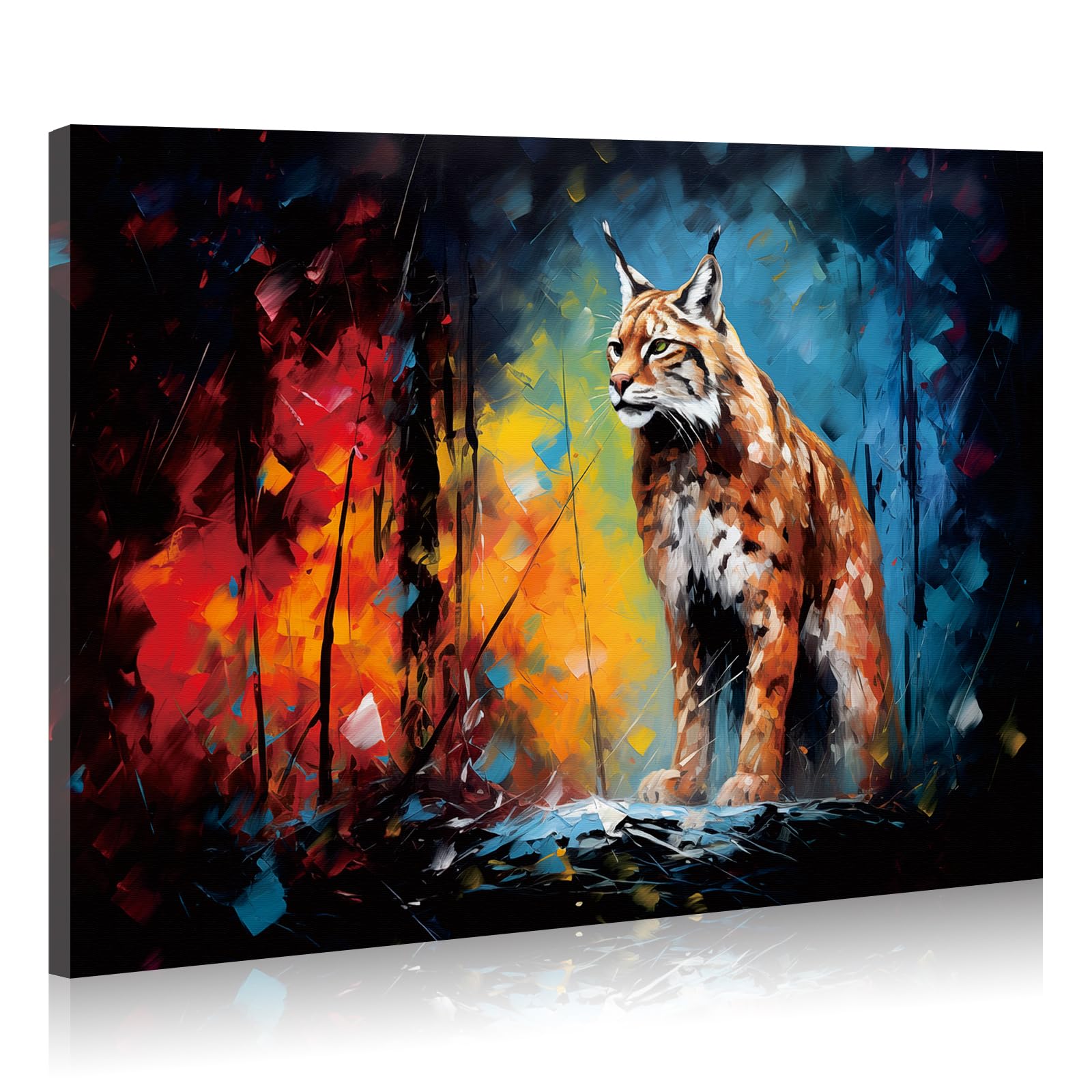 JBER Canvas Painting Wall Art Poster, home decor, suitable for bathroom decor, space personalized decoration,60cm x 40cm (Lynx)