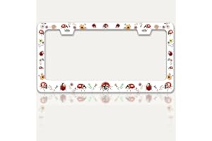 RTINRAN Red Ladybug License Plate Frame Animal Flowers License Plate Holders Funny Stainless Steel Auto Accessory Bracket 2 Hole with Screws Universal Us Car License Plate Frames 6x12 Inch for Women Men