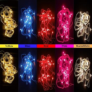 Nisco 5 Meter Plastic Rice Lights Serial Bulbs Ladi Decoration Lighting (Set of 10) Multicolour for Indoor, Outdoor, DIY, Diwali Christmas Eid and Other Festive Season