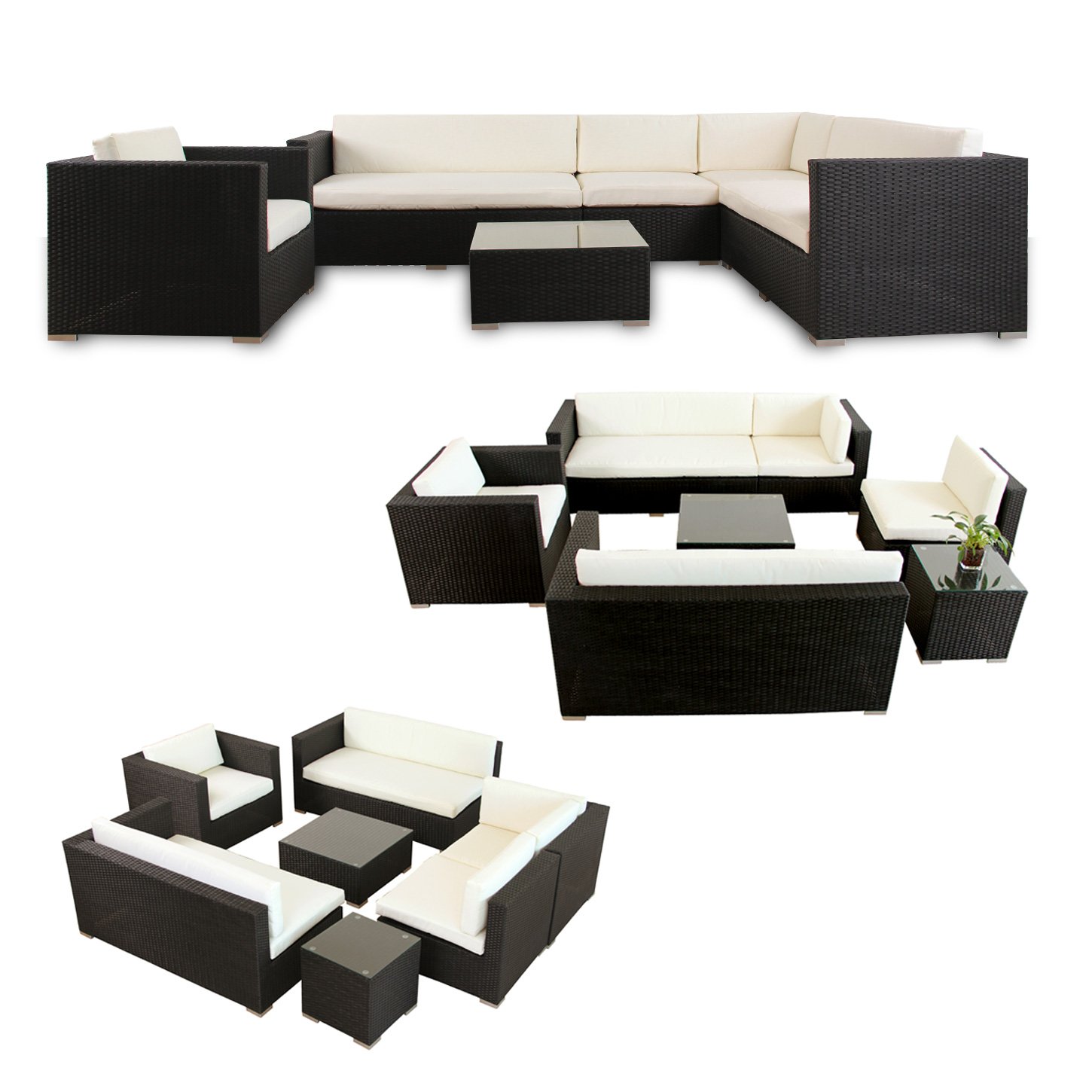 NAPO POLYRATTAN SCHWARZ GARTENMÖBEL RATTAN LOUNGE GARTENSET SITZGRUPPE