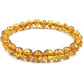 SHNAYA JEWELS AAA Natural "BALTIC AMBER A " Gemstone 8mm Round Beaded Stretchable Bracelet ,Gift for Men & Women,Designer Bracelet,Couple Bracelet, Bye Bye Anxiety Bracelet, Unisex Bracelet