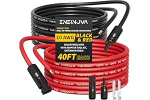 ENERNOVA 40 Feet 10AWG Solar Cable with Female and Male Connector with Extra Free Pair of Connectors, Solar Panel Extension Cable 10 awg Solar Wire (40FT Red + 40FT Black)