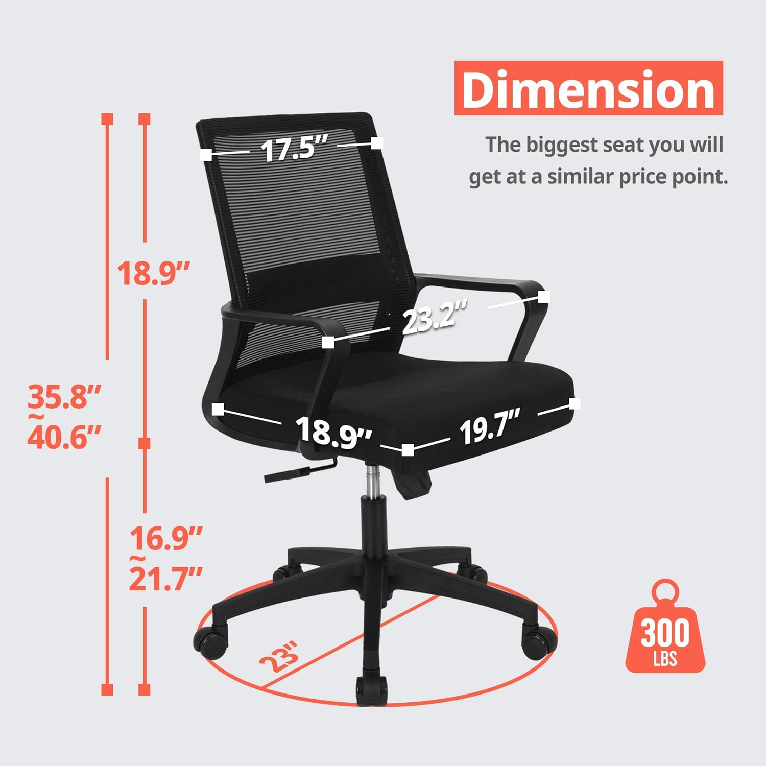 NEO CHAIR Office Chair Ergonomic Desk Chair Mesh Computer Chair Lumbar Support Modern Executive Adjustable Rolling Swivel Chair Comfortable Mid Black Task Home Office Chair, Black-Fabric: Furniture & Decor