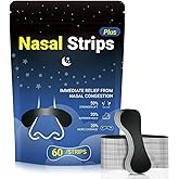 60 Pcs Nasal Strips for Snoring - Extra Strength Nose Strips for Breathing with Strong Adhesion - Sweat Resistant Design for All Day Use - Improves Sleep and Workoutt Performance - Black