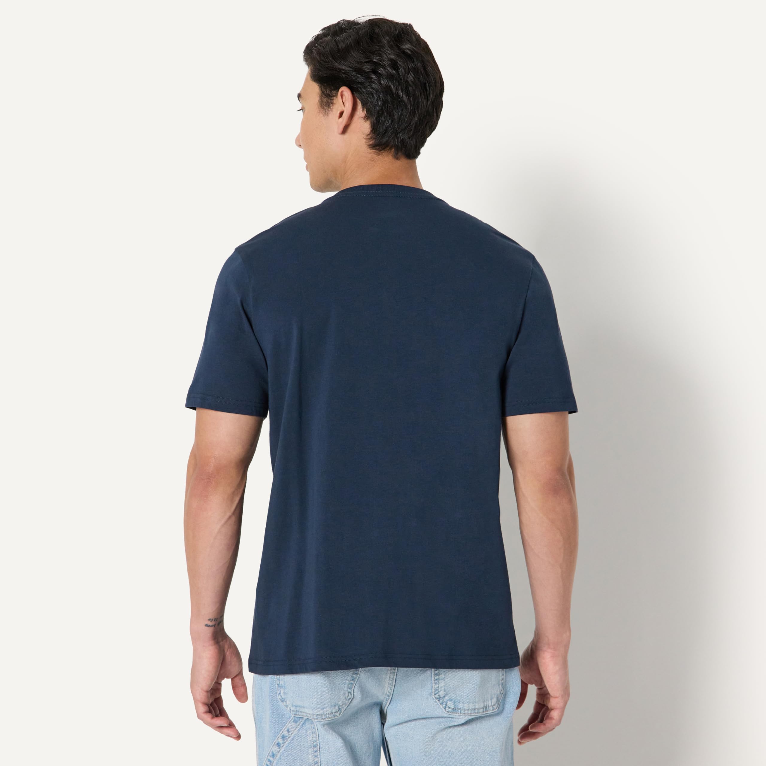 Amazon Essentials Herren Kurzärmeliger V-Ausschnitt in normaler Passform, 6er-Pack, Marineblau, L 3