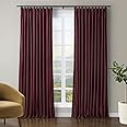 TWOPAGES Luxury Velvet Curtain Pinch Pleated Burgundy Curtain 102 inch Long Thermal Insulated Blackout Drapes for Bedroom Liv
