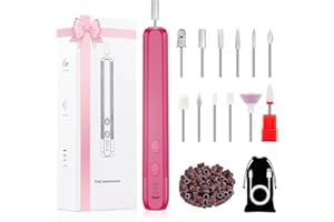 HOXIDA Professional Manicure Pedicure Kit -360° Light, Rechargeable Electric Nail Drill, Cordless Electric Nail File Set, 3 Speeds Hand Foot Care Nail Drill for Thick Nail Toenail Cuticle,Red