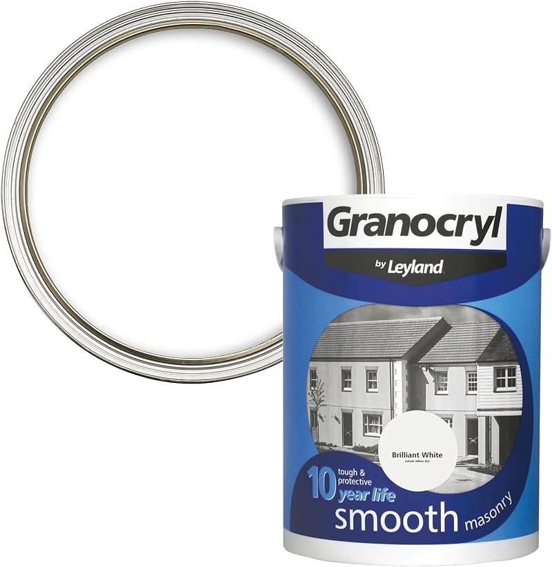 Leyland Granocryl Smooth Masonry Paint Brilliant White 2.5L Exterior Brick