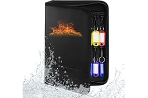 Bdmetals Fireproof and Waterproof Portable Zippered Key Case,32 Key Hooks Key Organizer with Key Tags,Portable Manager Zipper Key Binder for Hotel Executives,Real Estate Sales,Car Service