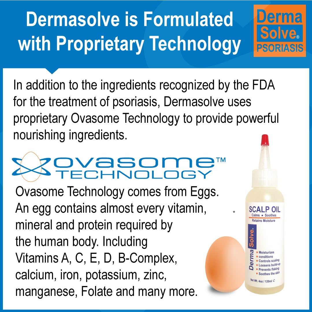 Dermasolve Psoriasis Scalp Oil (2-Pack) Seborrheic Dermatitis & Dandruff Relief - Formulated to Loosen Scaling Build-up, Moisturize, Condition, Prevent Itching, and Flaking (4.0 oz Each): Health & Personal Care
