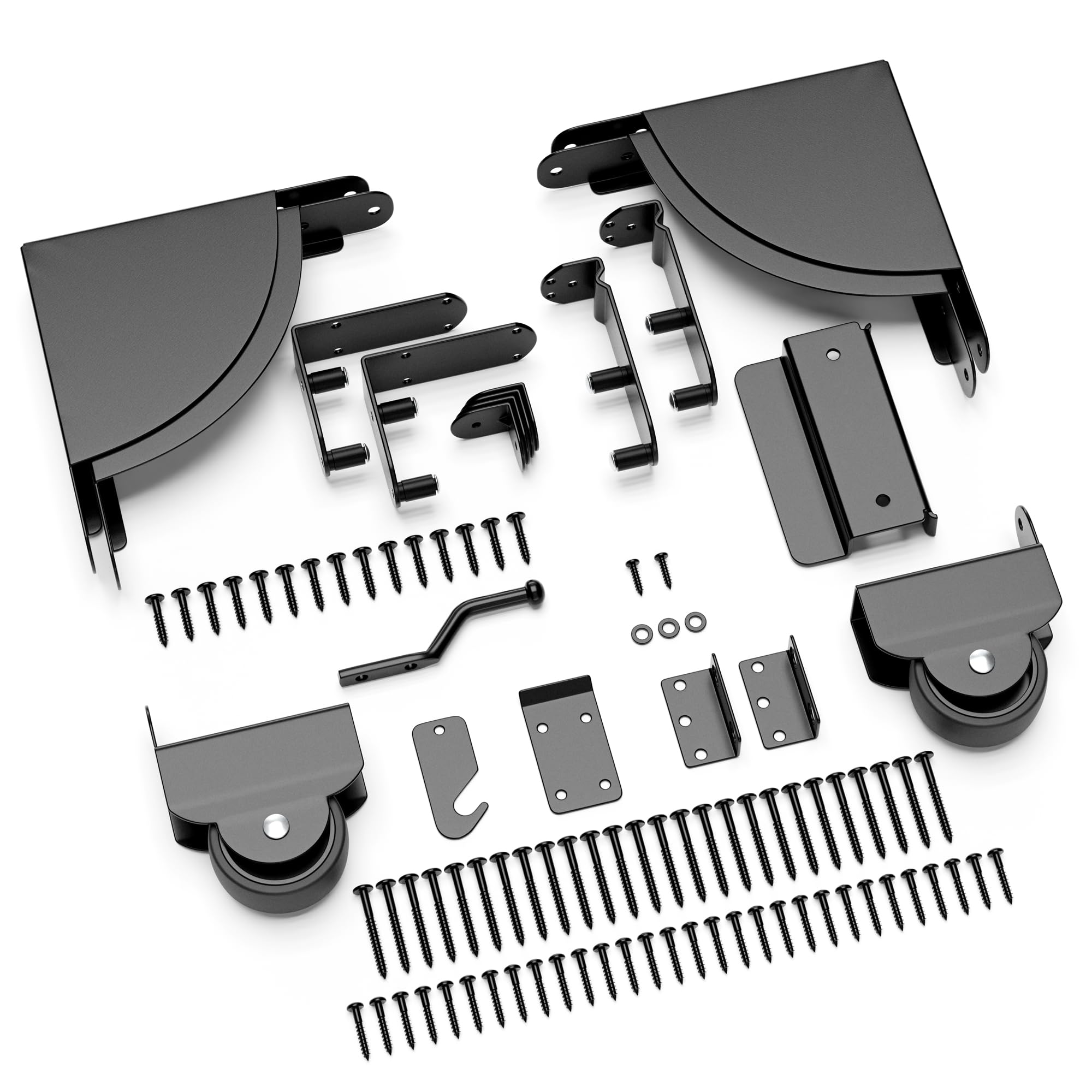 Photo 1 of Sliding Gate Kit with Wheel,Heavy Duty Fence Gate Frame Kit for Deck Gate,Gate Hardware Kit with Roll Wheel for Outdoor Wooden Fences,No Sag Gate Corner Brace Bracket for Driveway/Pool/Porch Gate
