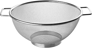 Fackelmann Sieb Ø 20 cm, Küchensieb aus Edelstahl, feinmaschiger Seiher mit 2 Griffen (Farbe: Silber), Menge: 1 Stück