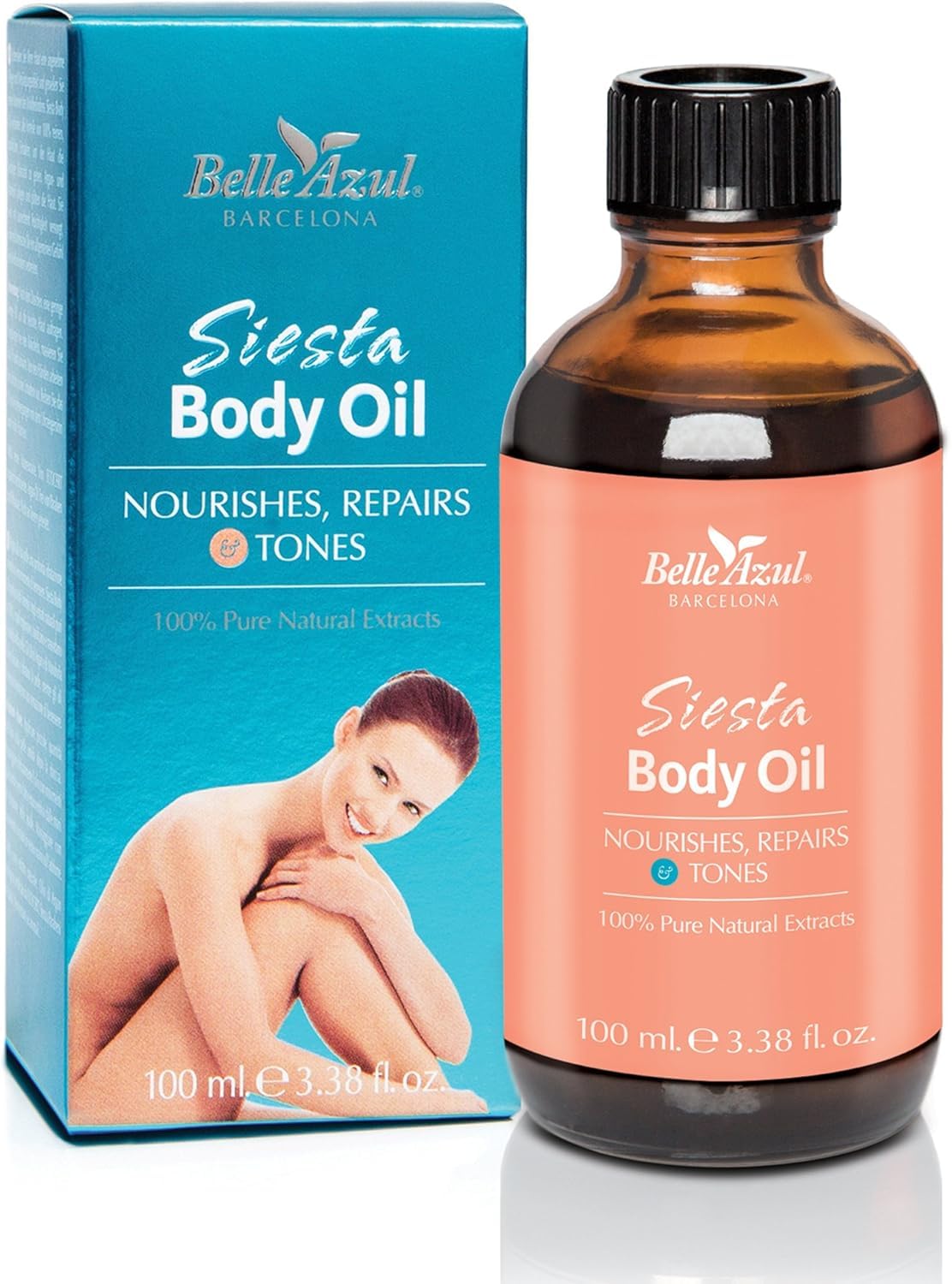 Belle Azul Siesta Body Oil 100 ml. - Nourishing and Firming Body Oil - Non-greasy and Quickly absorbed - with Organic Argan Oil Certified by ECOCERT - Made in Spain