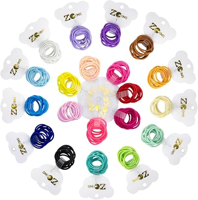 ZCOINS 200pcs Tiny 2mm Hair Bands Multicolor Elastic Ponytail Holders