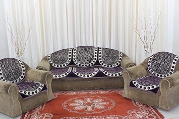 Bhavya Velvet Sofa Cover Set of 06 Pcs for 5 Seater Sofa Set