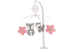 Little Love by NoJo Desert Flower - Fox & Flowers Pink & Grey Musical Mobile, Pink, Aqua, Grey (4215079P)