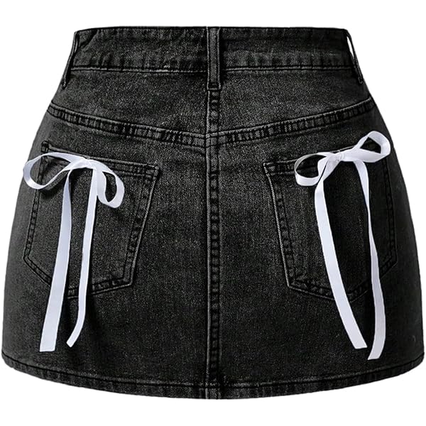 Milumia Women's Bow Knot High Waist Denim Skirt Bodycon Casual
