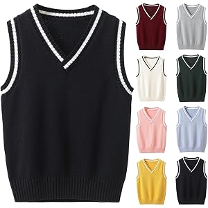Boys Sweater Vest Cable Knit V Neck Knitted Uniform Toddler Kids Girls Clothes Dress Vests