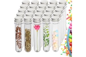 ASELECTED 60Pack Plastic Test Tubes with Caps, 45ML Bottles Clear Bath Salt Tubes, Candy Storage Vials for Scientific Experiments, Party Favors, Decorate The House