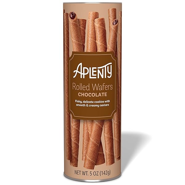 APLENTY, CHOCOLATE ROLLED WAFERS, 5 OZ