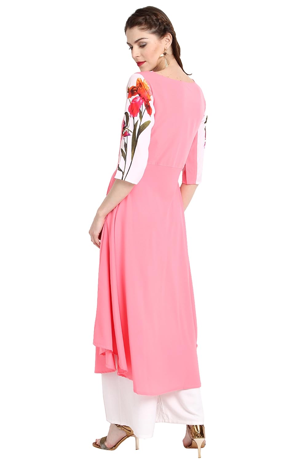 janasya women's polyester crepe a-line kurta