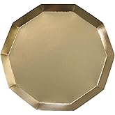 Bonjour Fete Gold Paper Party Plates | Disposable Plates For Holiday, Graduation, Bridal Shower | Gold Sturdy Dinner Plates| Premium Party Supplies | Happy Birthday Decorations | Pack of 8, 10.75" D