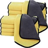 10 Pack Premium Microfiber Towels Coral velvet Washing and Detailing Towels for Car Detailing Household Cleaning Ultra-Soft Super Absorbent, Lint Streak-Free 11.8"x15.7&rdquo; Cleaning Cloth (Yellow/Grey)