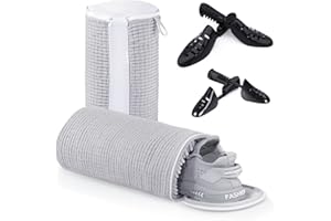 Teletrogy Shoe Laundry Bags for Washing Machine, 2024 New Reusable Laundry Shoe Bag for Washer and Dryer, Fluffy Fibers 360° Wrap-Around Cleaning, 2 Pairs Adjustable Shoe Trees for All Shoes, ‎Gray
